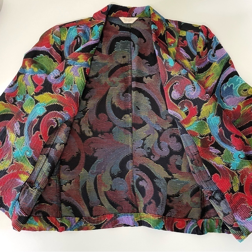 Vintage 90s Hammer Colorful Textured Blazer Jacket Rayon Cotton Modal EU 38 - Picture 11 of 16